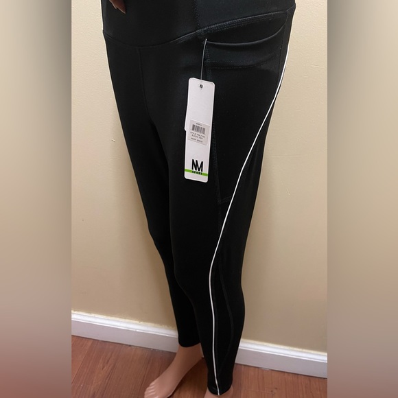 NICOLE MILLER SPORT LEGGING MEDIA POCKETS-WORKOUT WOMEN COLOR BLACK/WHITE LINE S - Picture 13 of 13